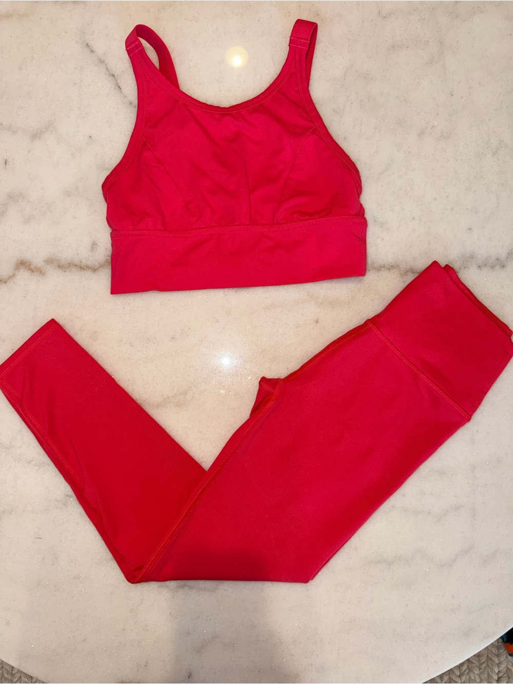 Hot Bright Pink Active Leggings and Sports Bra Set
